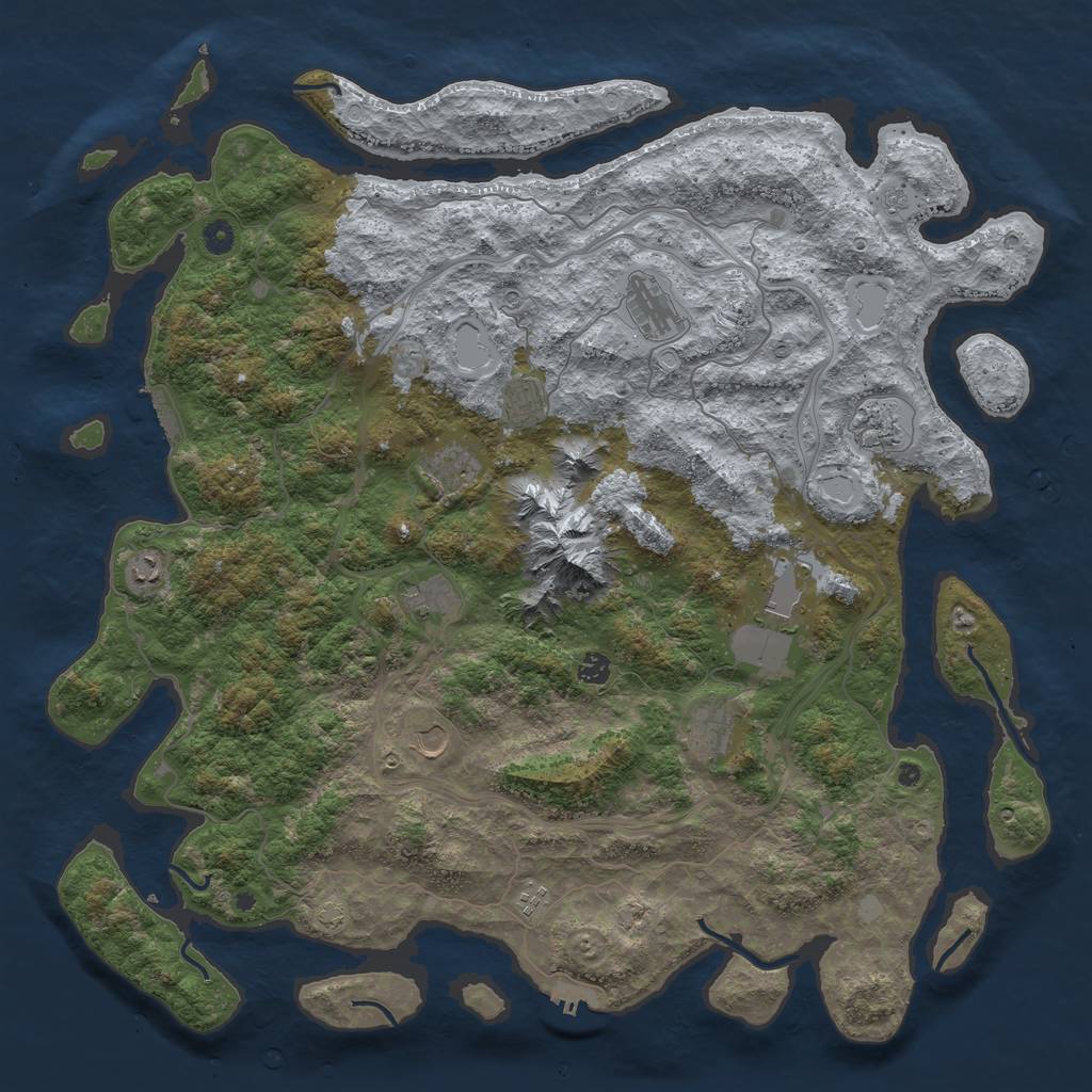 Rust Map: Procedural Map, Size: 5000, Seed: 852976603, 19 Monuments