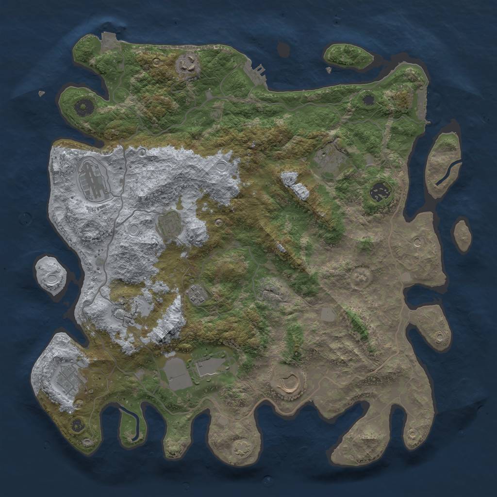 Rust Map: Procedural Map, Size: 4000, Seed: 811038428, 17 Monuments