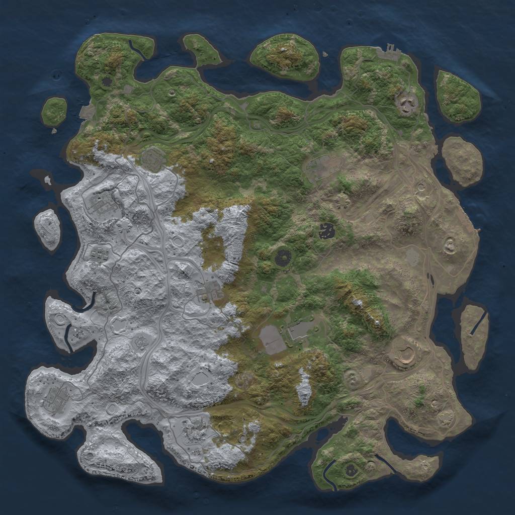 Rust Map: Procedural Map, Size: 4600, Seed: 873249762, 19 Monuments