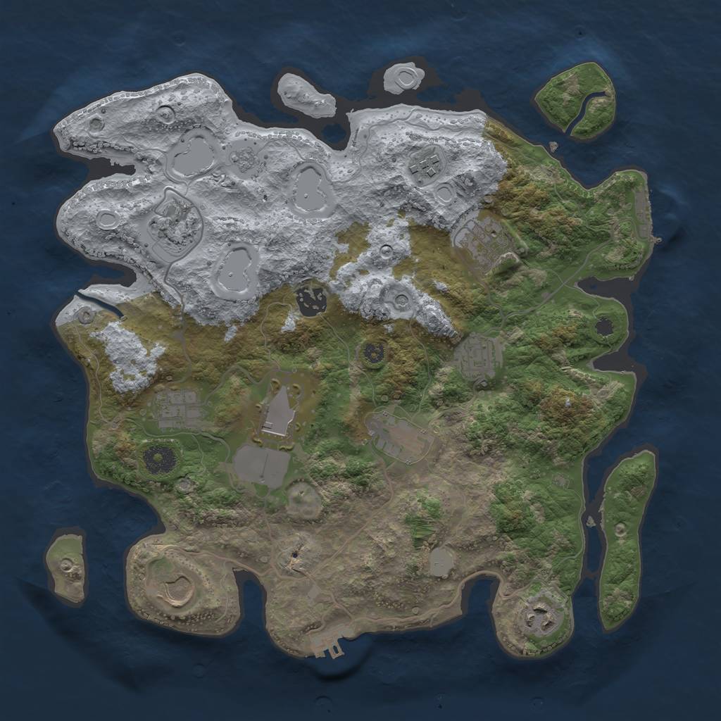 Rust Map: Procedural Map, Size: 3500, Seed: 1614190783, 17 Monuments