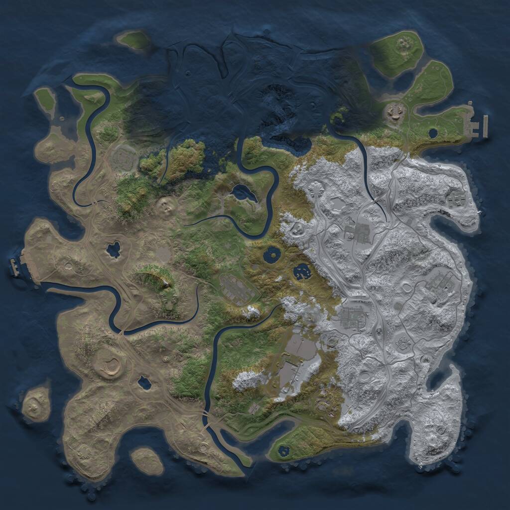 Rust Map: Procedural Map, Size: 4500, Seed: 346327743, 17 Monuments