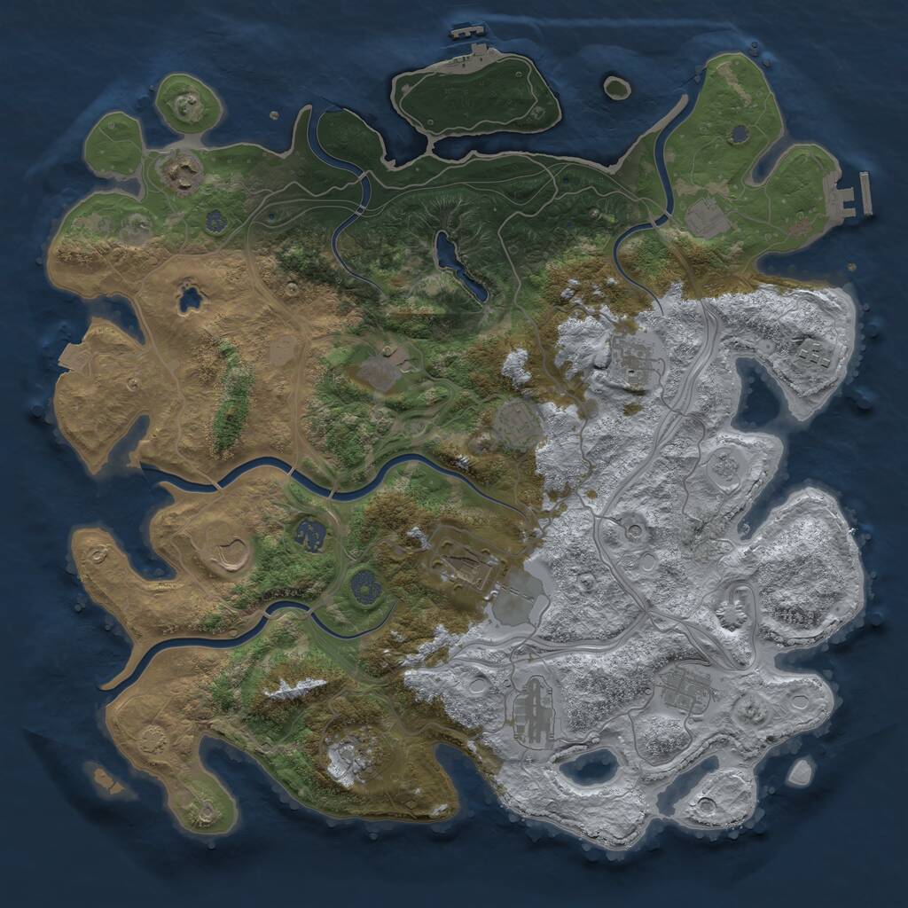 Rust Map: Procedural Map, Size: 4250, Seed: 141437871, 19 Monuments