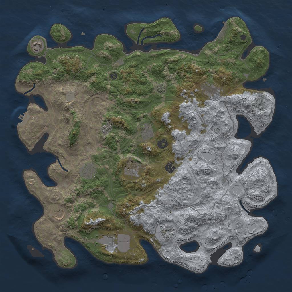 Rust Map: Procedural Map, Size: 4250, Seed: 141437871, 18 Monuments