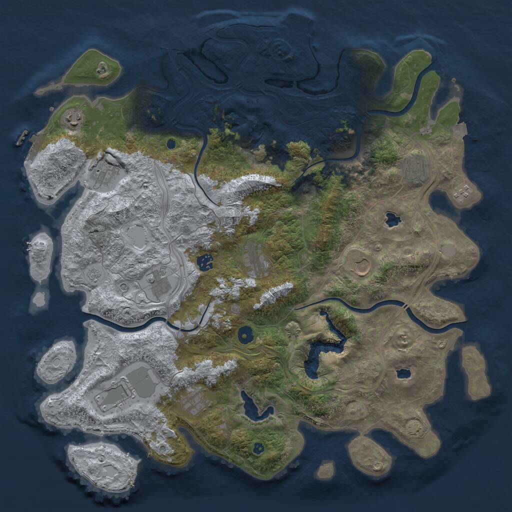Rust Map: Procedural Map, Size: 4500, Seed: 2132123865, 16 Monuments