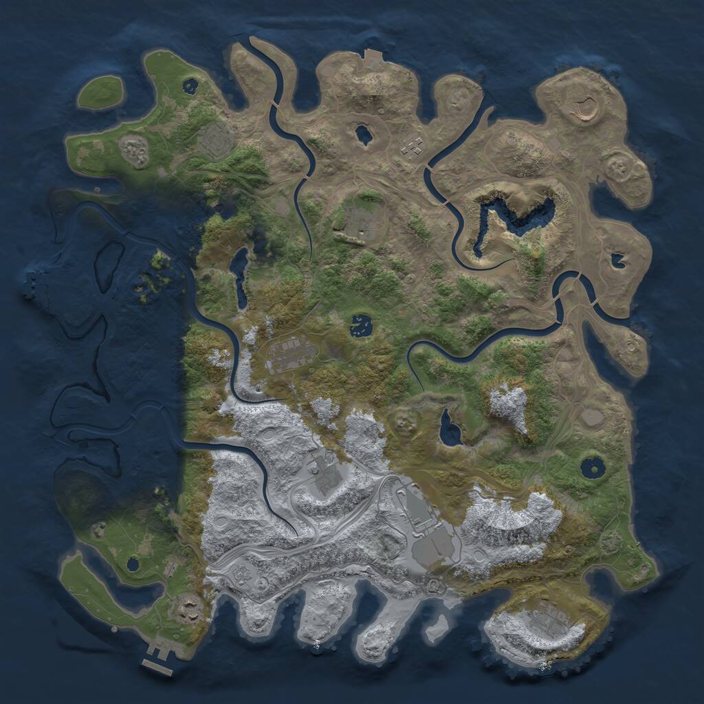 Rust Map: Procedural Map, Size: 4500, Seed: 42023, 16 Monuments