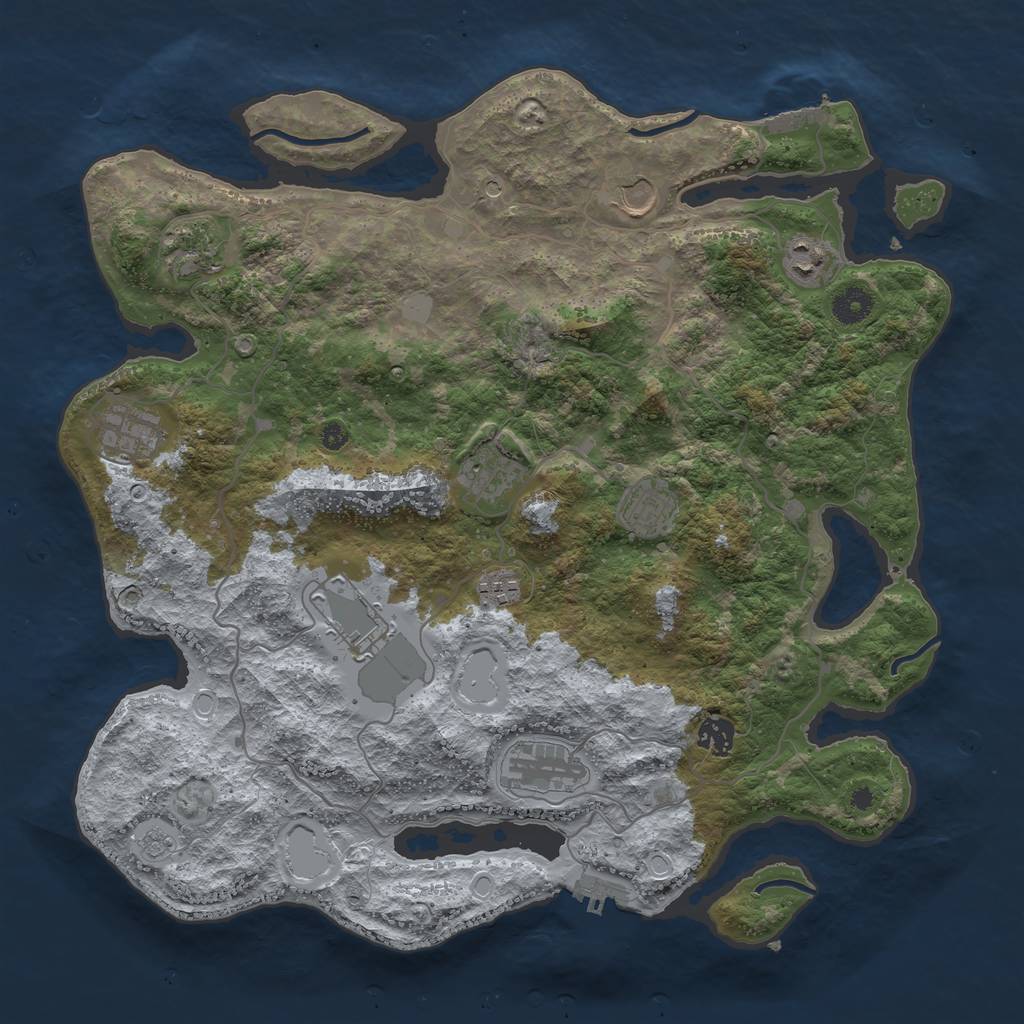 Rust Map: Procedural Map, Size: 4000, Seed: 1328003426, 17 Monuments