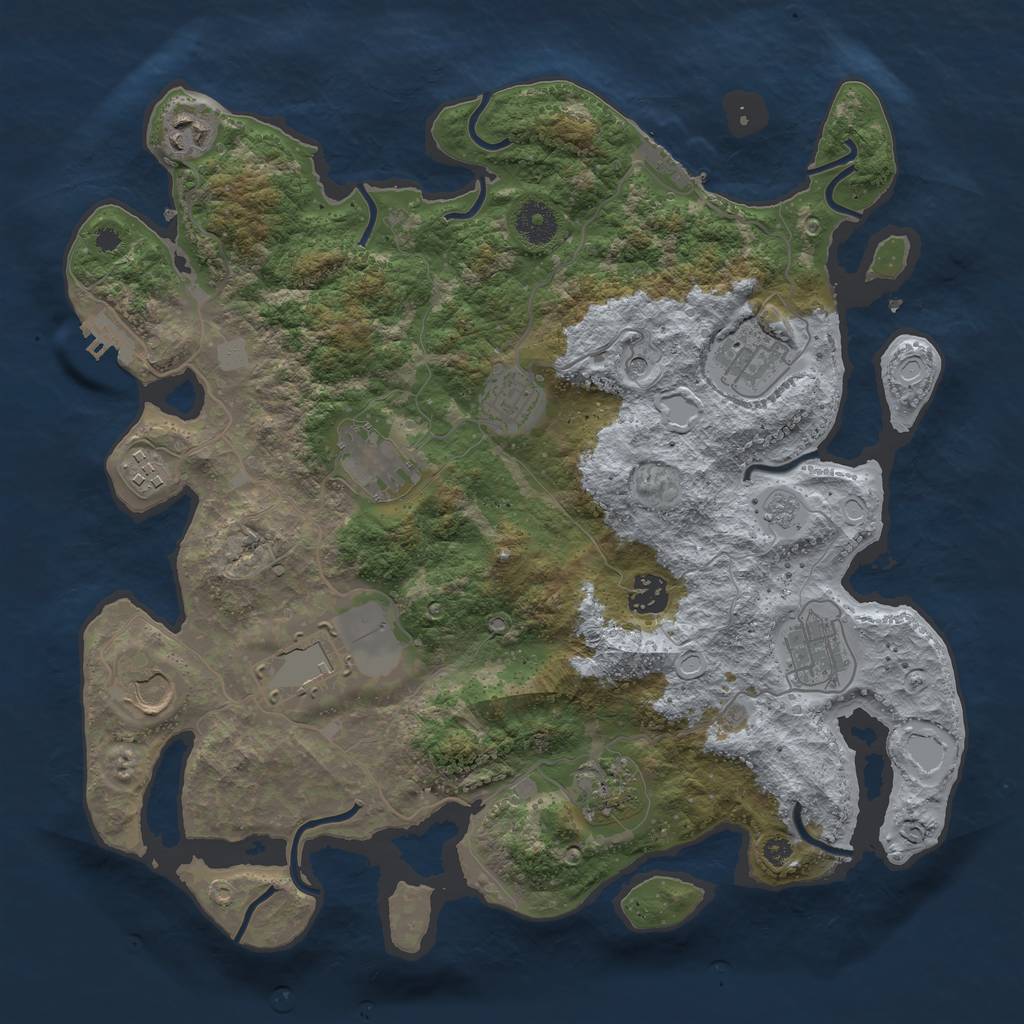 Rust Map: Procedural Map, Size: 3700, Seed: 282763572, 17 Monuments