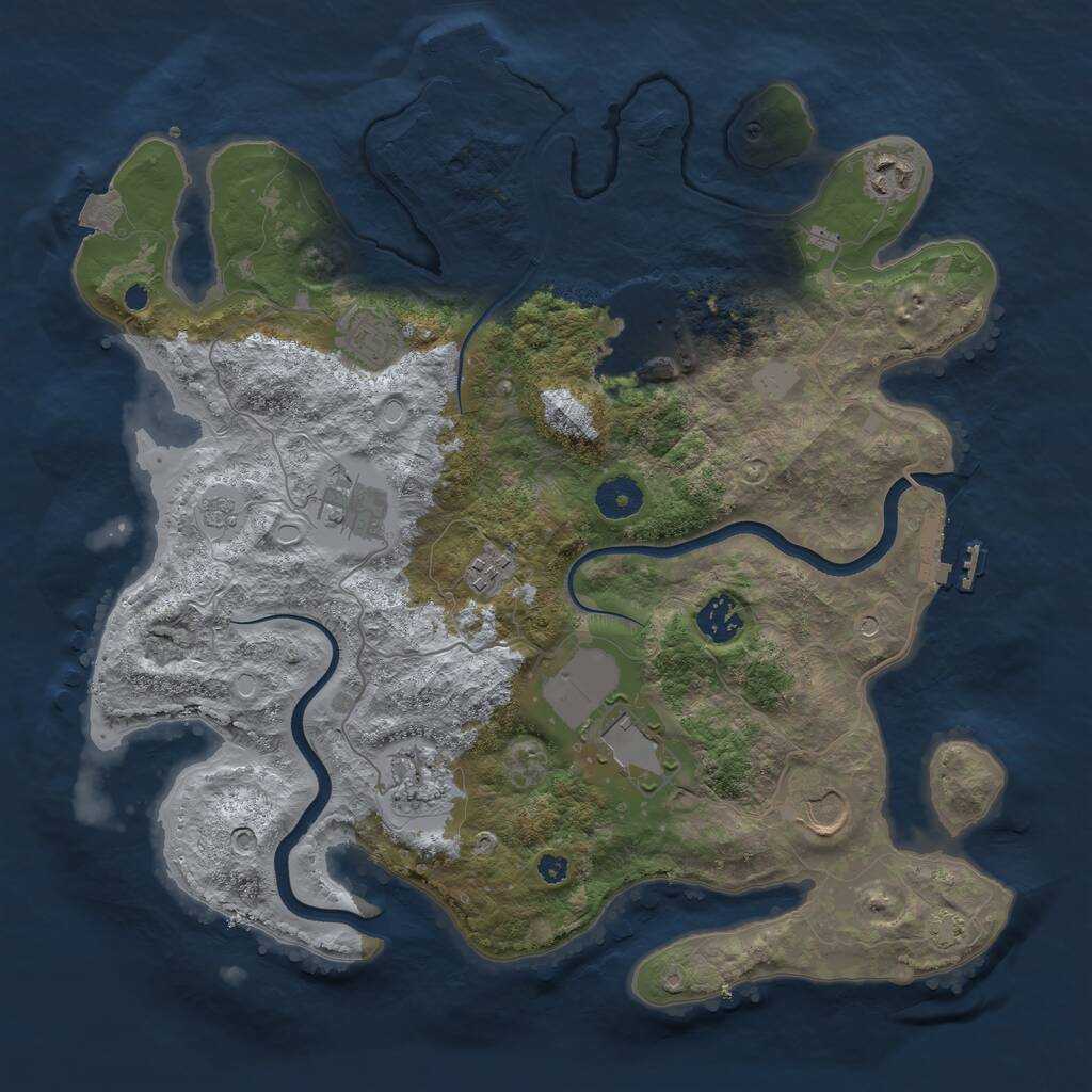 Rust Map: Procedural Map, Size: 3700, Seed: 985414481, 15 Monuments