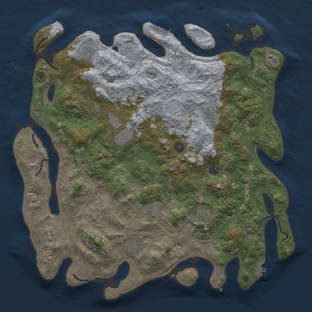 Rust Map: Procedural Map, Size: 4500, Seed: 58964541, 18 Monuments