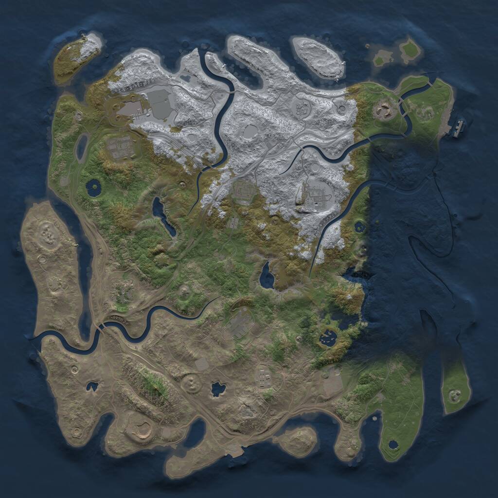 Rust Map: Procedural Map, Size: 4500, Seed: 58964541, 17 Monuments