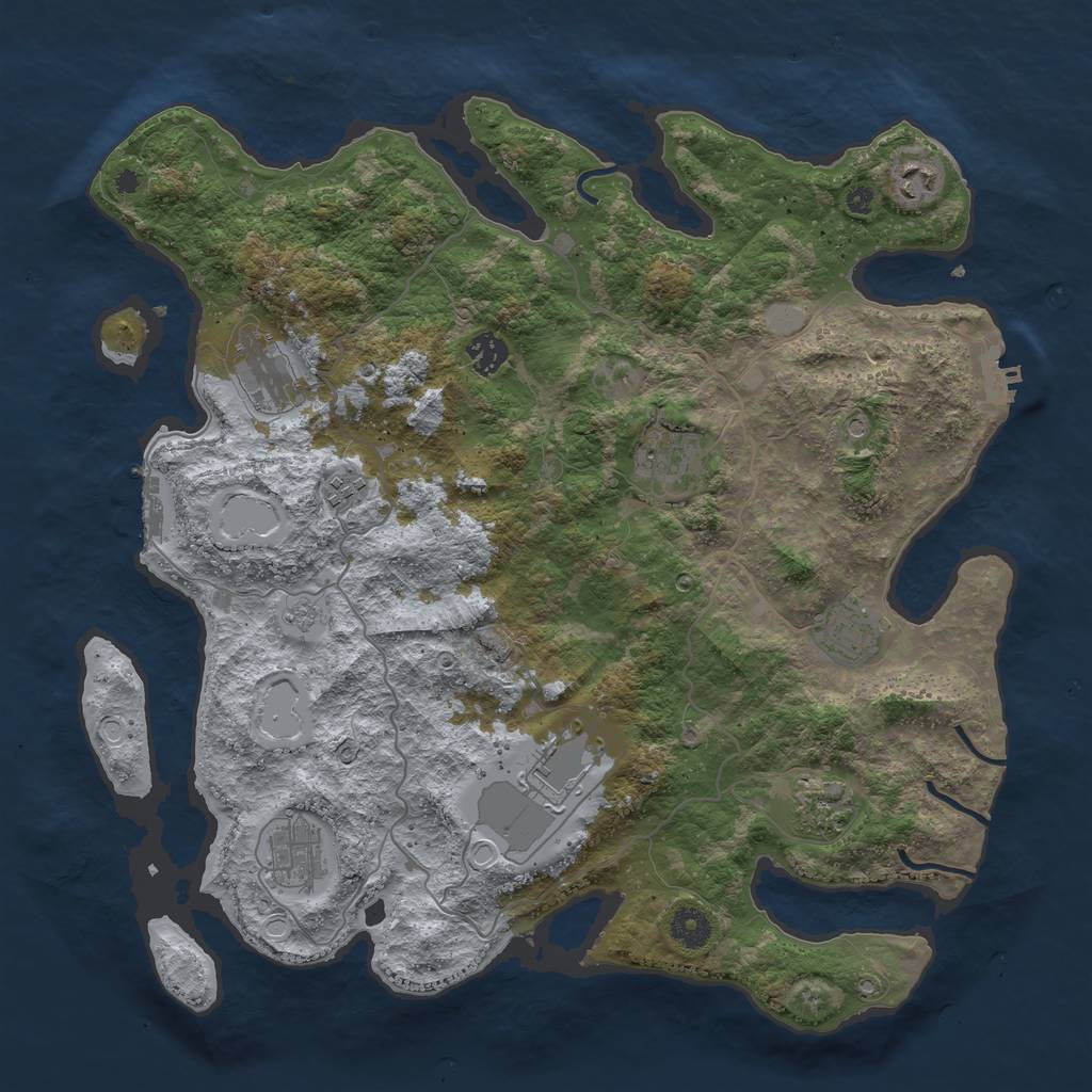 Rust Map: Procedural Map, Size: 4000, Seed: 990228, 16 Monuments