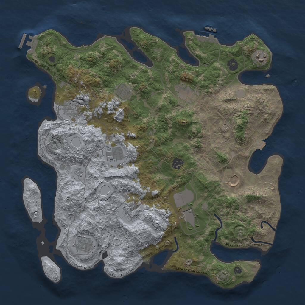 Rust Map: Procedural Map, Size: 4000, Seed: 990228, 16 Monuments