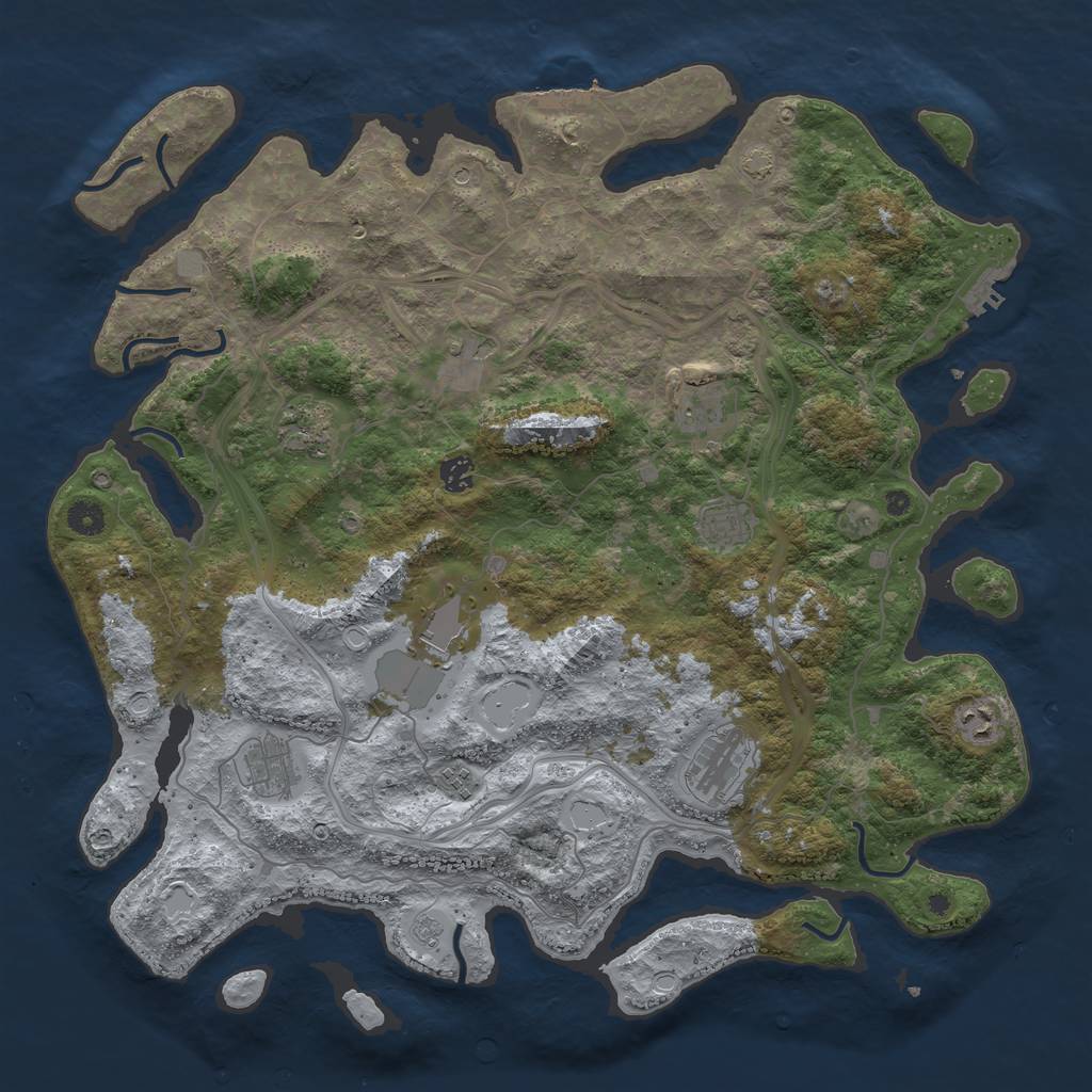 Rust Map: Procedural Map, Size: 4500, Seed: 418449859, 18 Monuments