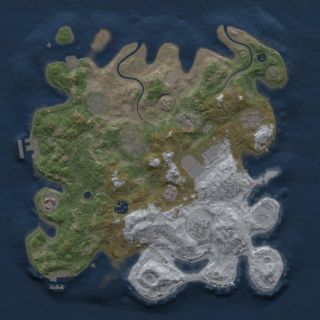 Rust Map: Procedural Map, Size: 3500, Seed: 147736454, 14 Monuments