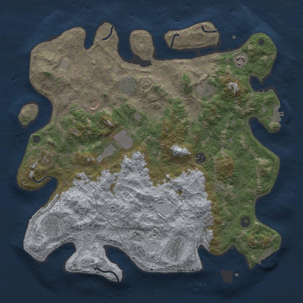 Rust Map: Procedural Map, Size: 4200, Seed: 60423, 17 Monuments