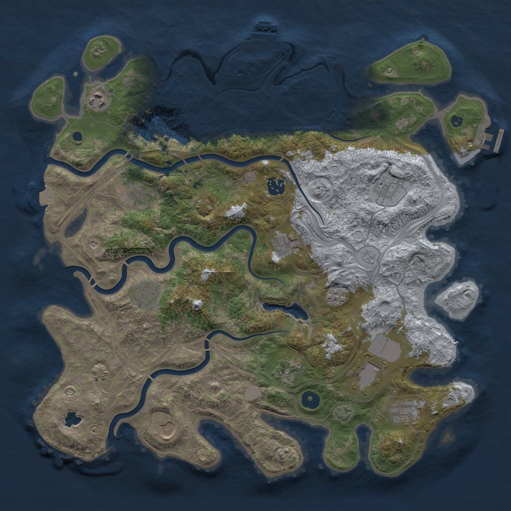 Rust Map: Procedural Map, Size: 4250, Seed: 1393123308, 17 Monuments