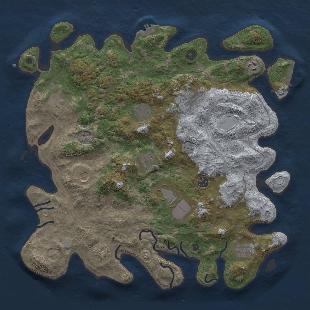 Rust Map: Procedural Map, Size: 4250, Seed: 1393123308, 18 Monuments