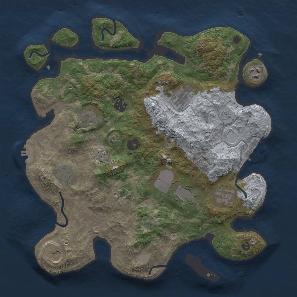 Rust Map: Procedural Map, Size: 3500, Seed: 900503739, 17 Monuments