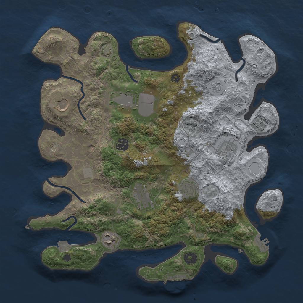 Rust Map: Procedural Map, Size: 3500, Seed: 1320091316, 16 Monuments