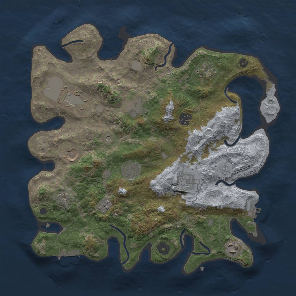 Rust Map: Procedural Map, Size: 3500, Seed: 1111441479, 16 Monuments