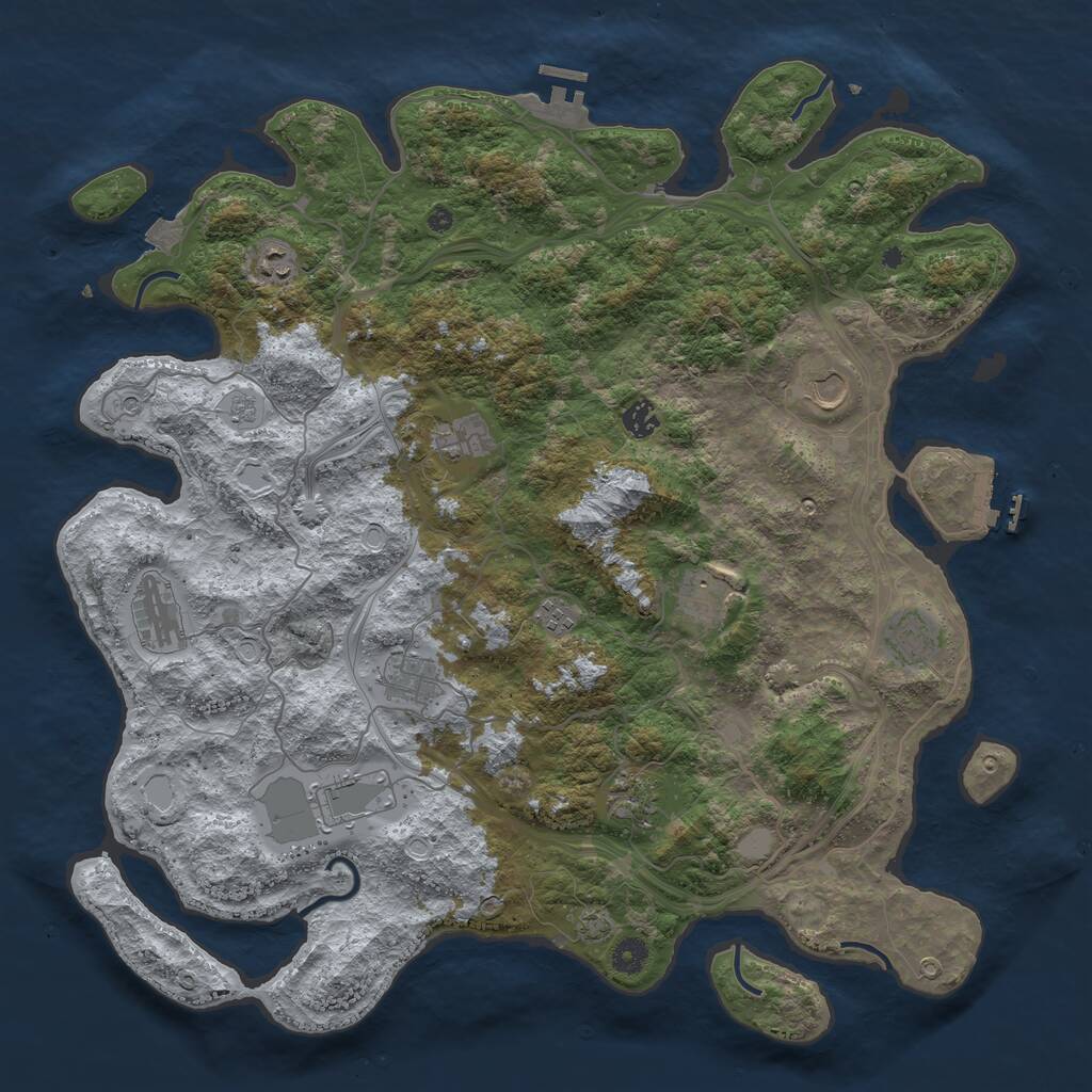 Rust Map: Procedural Map, Size: 4500, Seed: 2045823383, 17 Monuments