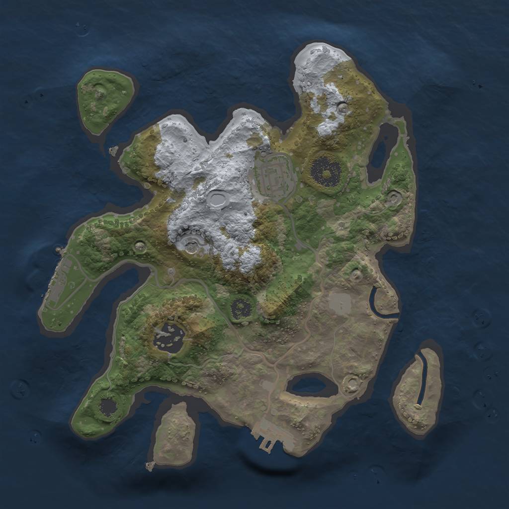 Rust Map: Procedural Map, Size: 2500, Seed: 894404533, 8 Monuments