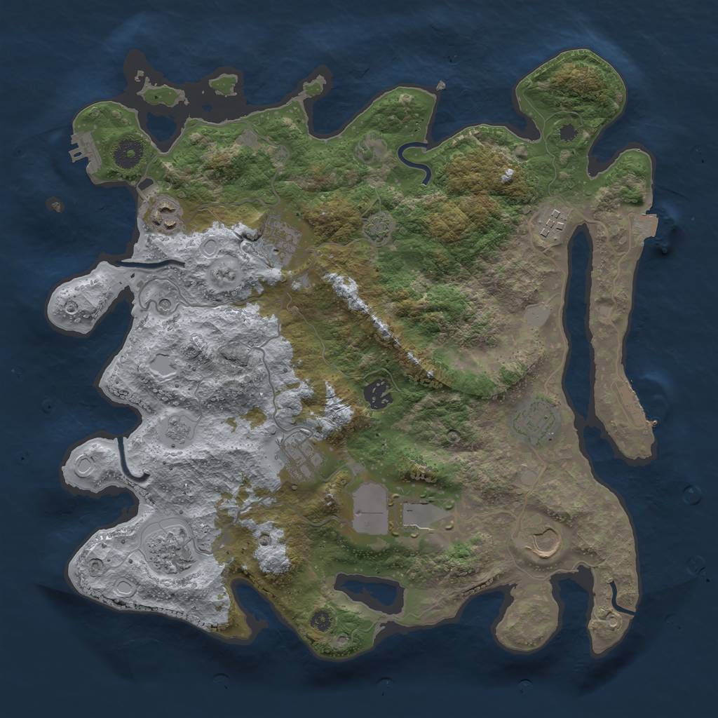 Rust Map: Procedural Map, Size: 3650, Seed: 59122701, 17 Monuments