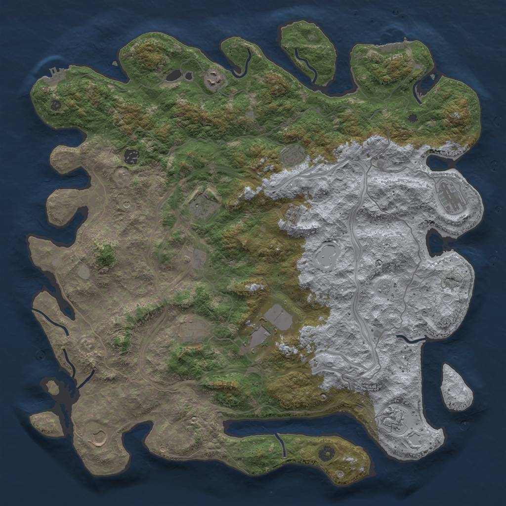 Rust Map: Procedural Map, Size: 4800, Seed: 1617883706, 18 Monuments