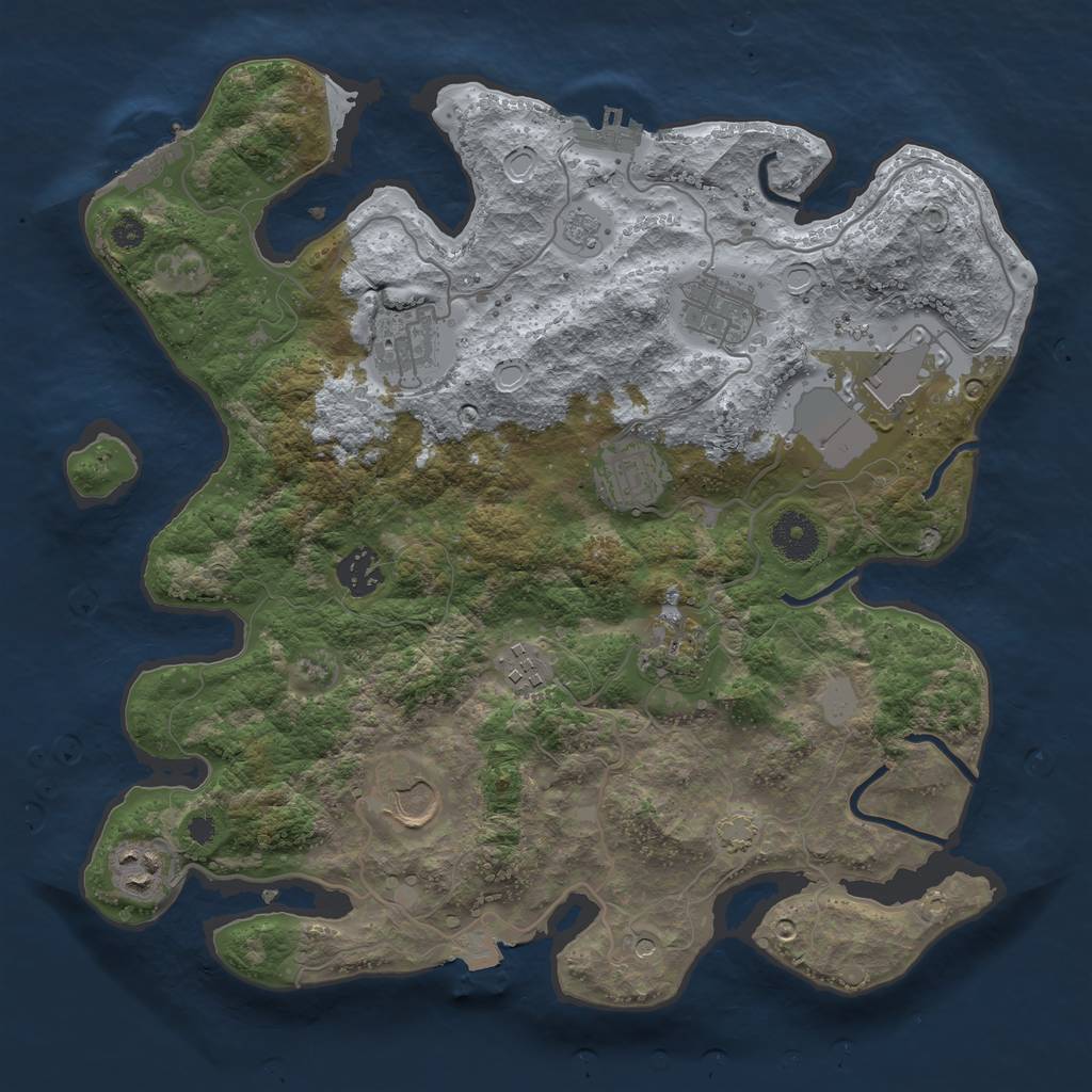 Rust Map: Procedural Map, Size: 3500, Seed: 199186229, 17 Monuments