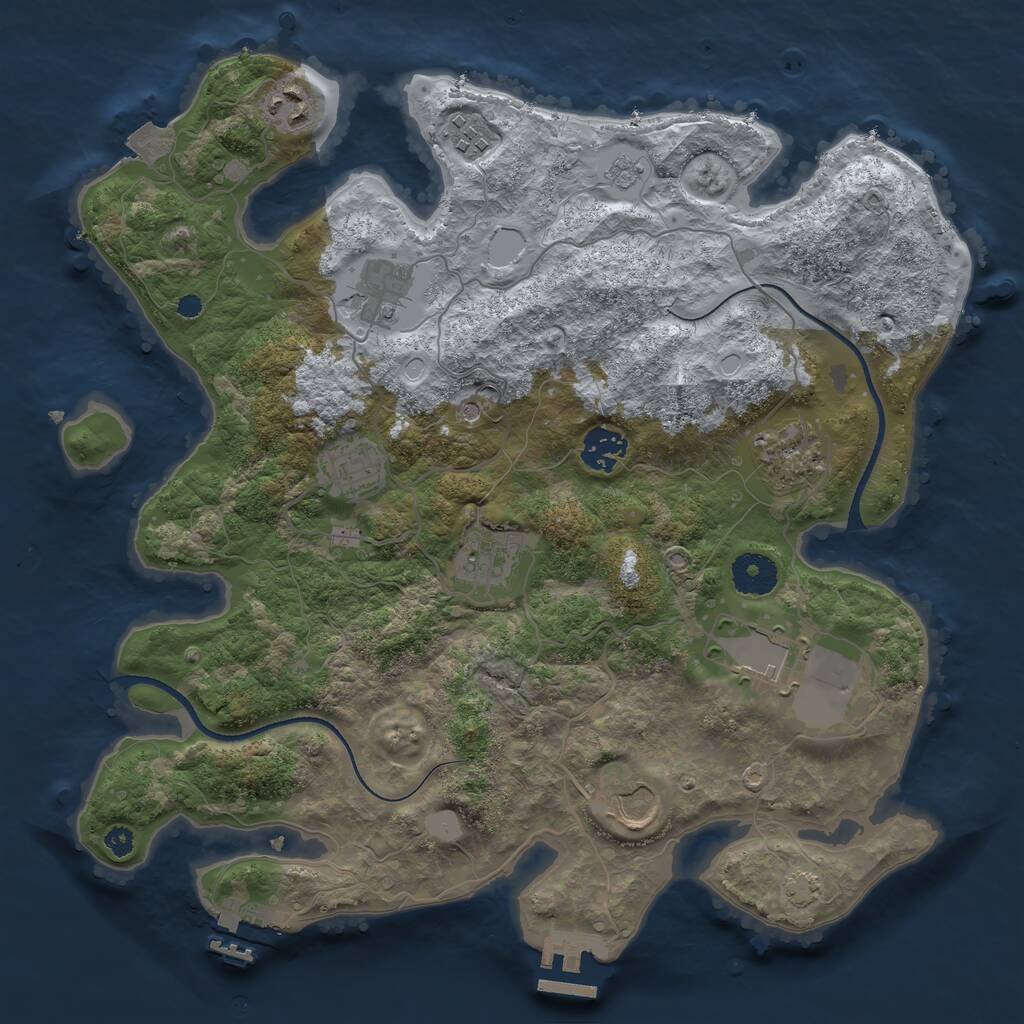 Rust Map: Procedural Map, Size: 3500, Seed: 199186229, 15 Monuments