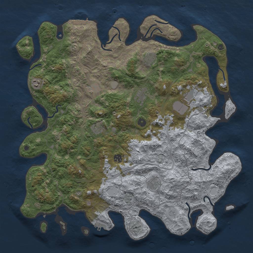 Rust Map: Procedural Map, Size: 4500, Seed: 186213012, 16 Monuments