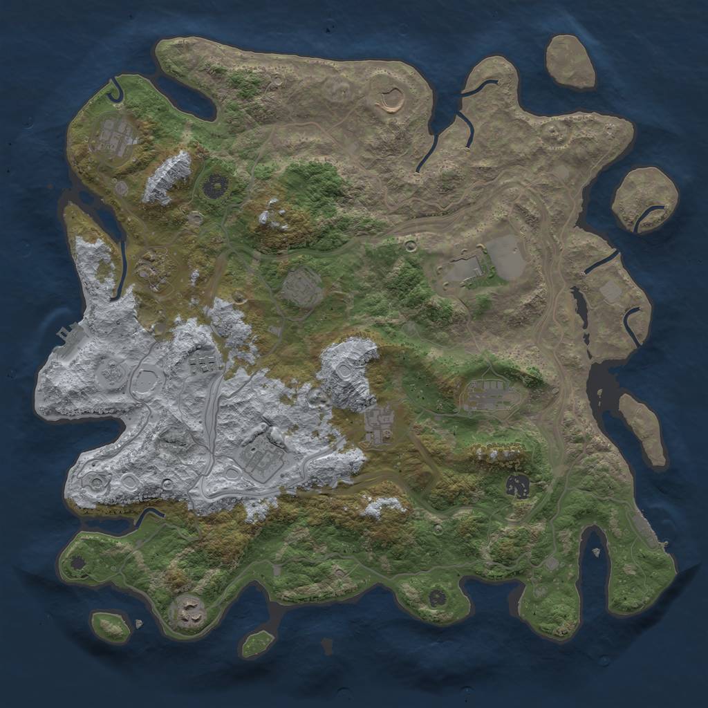 Rust Map: Procedural Map, Size: 4250, Seed: 552090854, 18 Monuments
