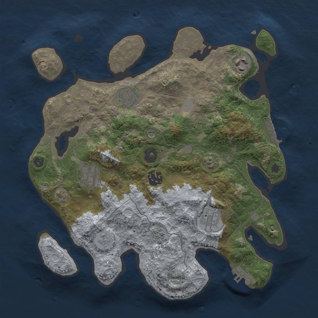 Rust Map: Procedural Map, Size: 3200, Seed: 169384820, 13 Monuments