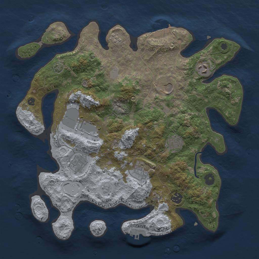 Rust Map: Procedural Map, Size: 3500, Seed: 633419493, 16 Monuments