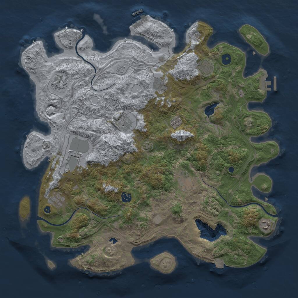 Rust Map: Procedural Map, Size: 4250, Seed: 42939886, 16 Monuments