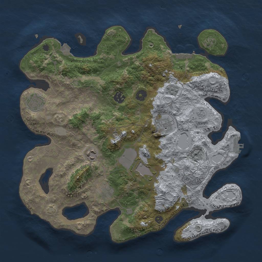 Rust Map: Procedural Map, Size: 3500, Seed: 384726465, 15 Monuments