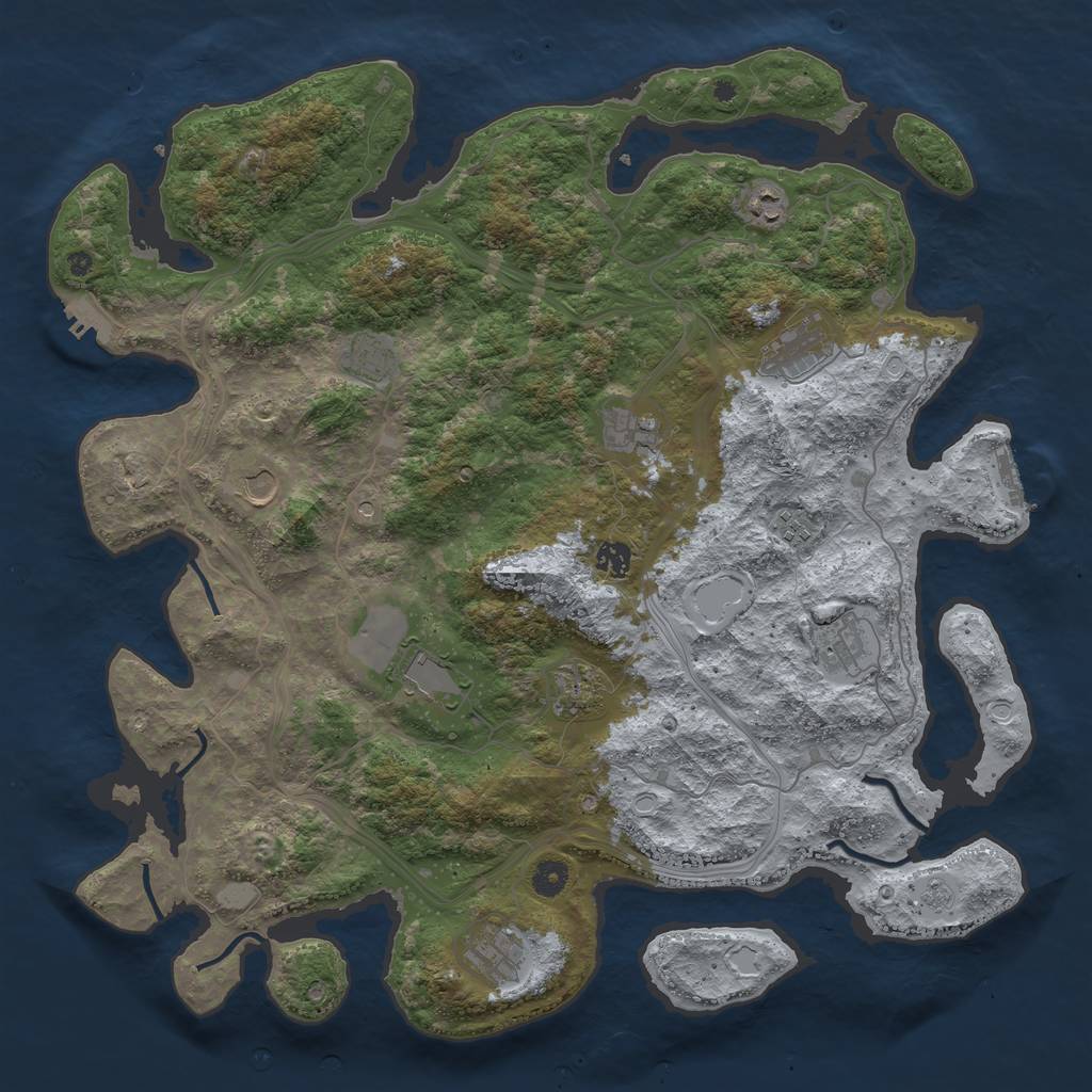 Rust Map: Procedural Map, Size: 4500, Seed: 6542, 18 Monuments