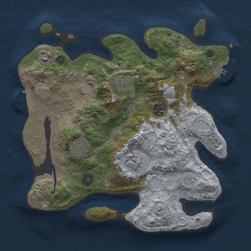 Rust Map: Procedural Map, Size: 3000, Seed: 634538123, 13 Monuments