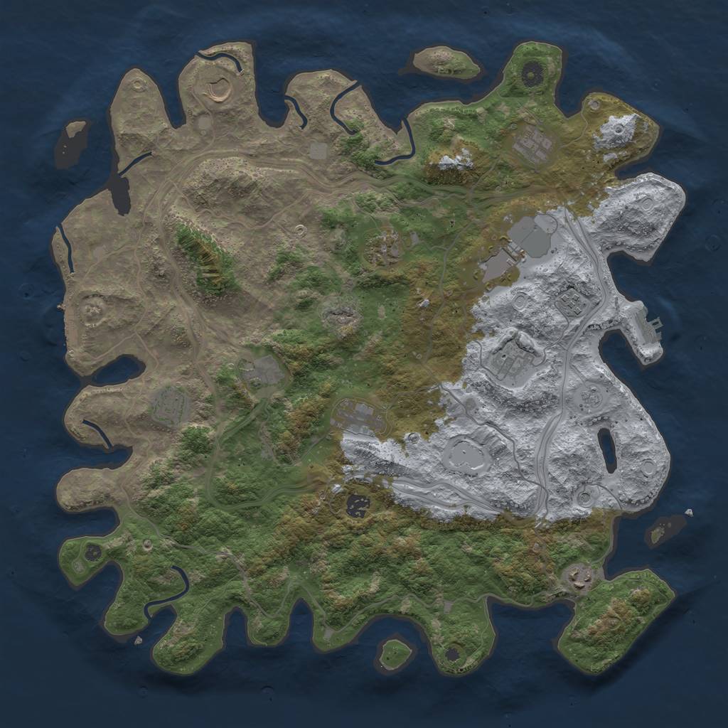 Rust Map: Procedural Map, Size: 4500, Seed: 1165731796, 18 Monuments
