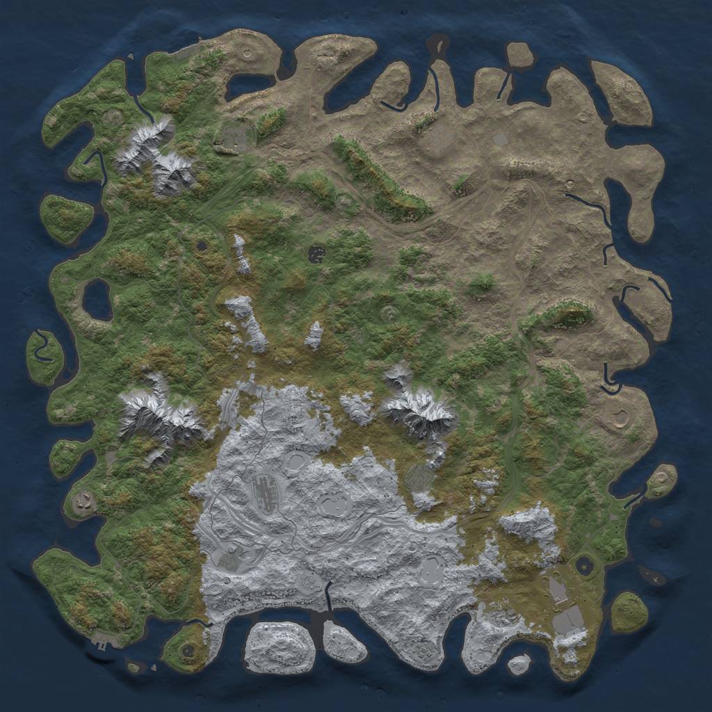 Rust Map: Procedural Map, Size: 6000, Seed: 1135689466, 18 Monuments