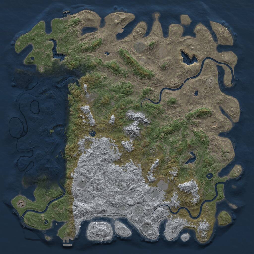 Rust Map: Procedural Map, Size: 6000, Seed: 1135689466, 17 Monuments