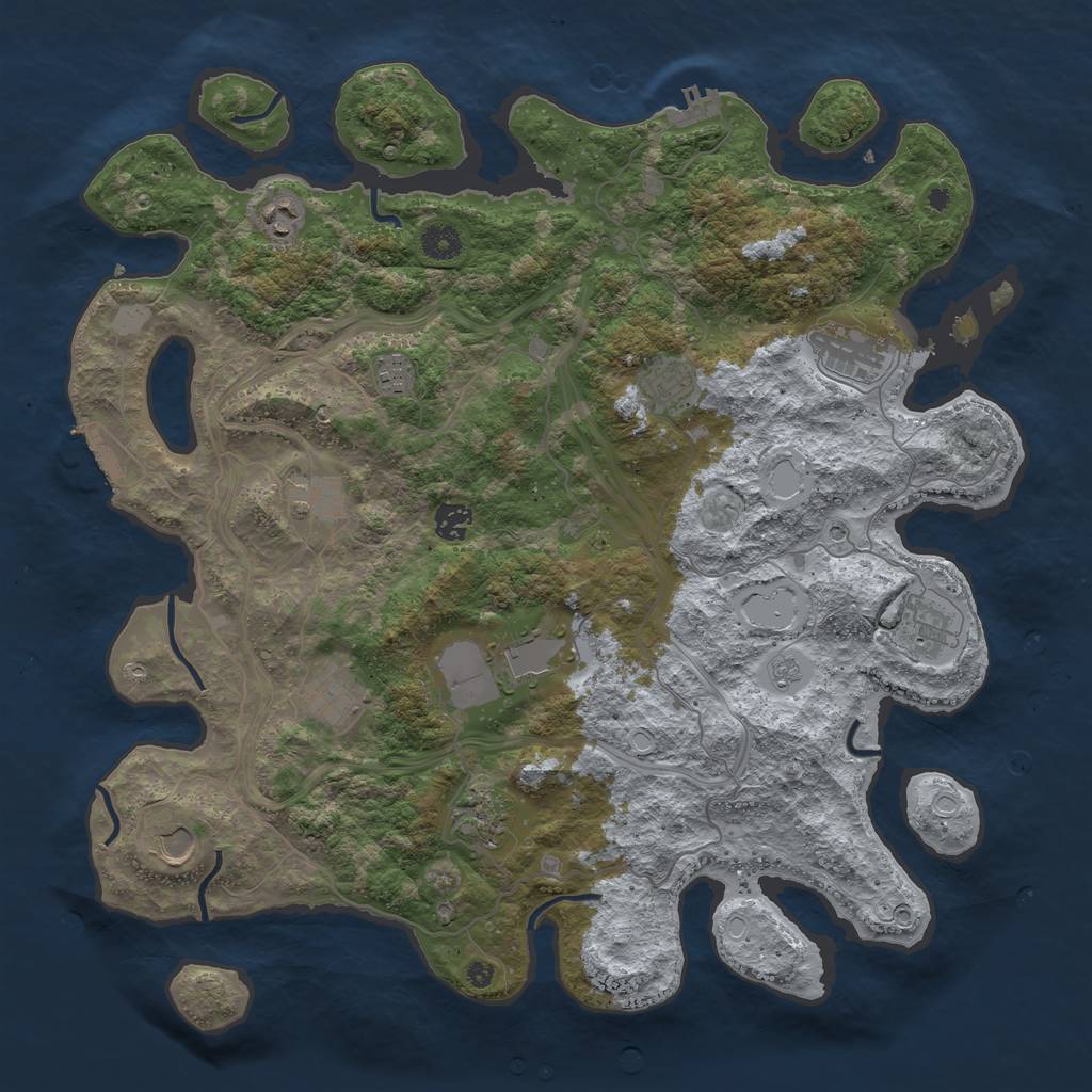 Rust Map: Procedural Map, Size: 4250, Seed: 1552240337, 18 Monuments
