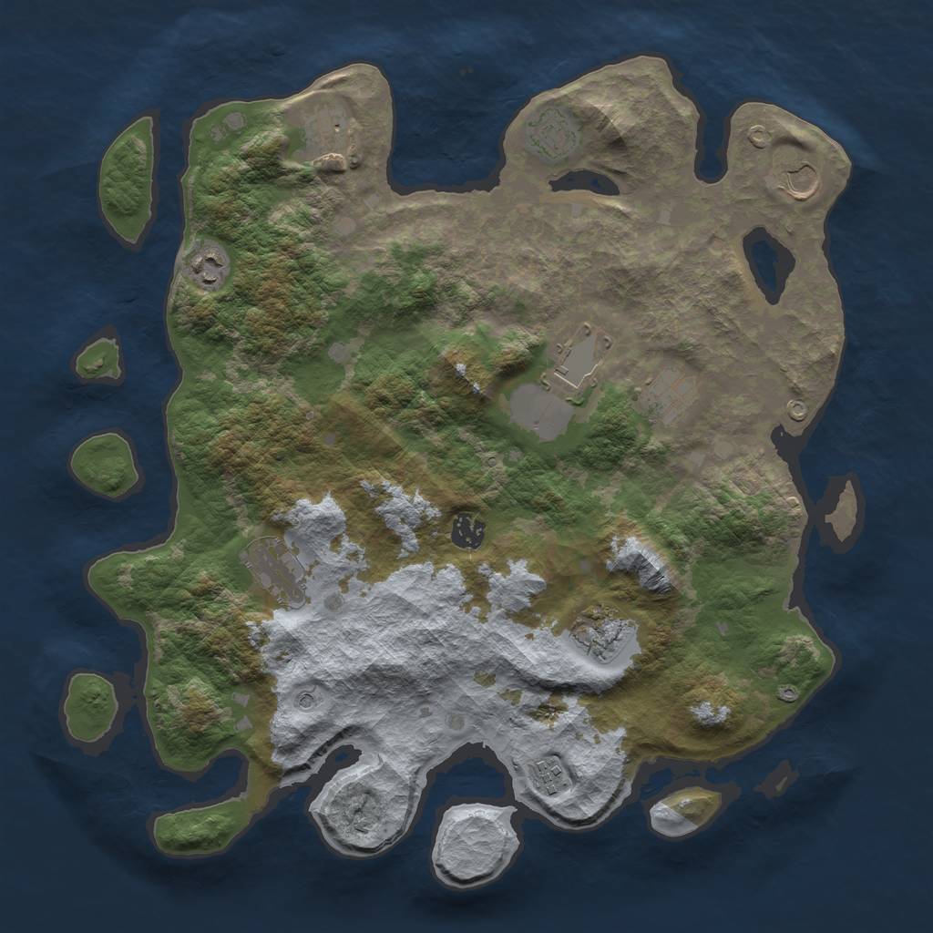 Rust Map: Barren, Size: 4000, Seed: 61153005, 13 Monuments