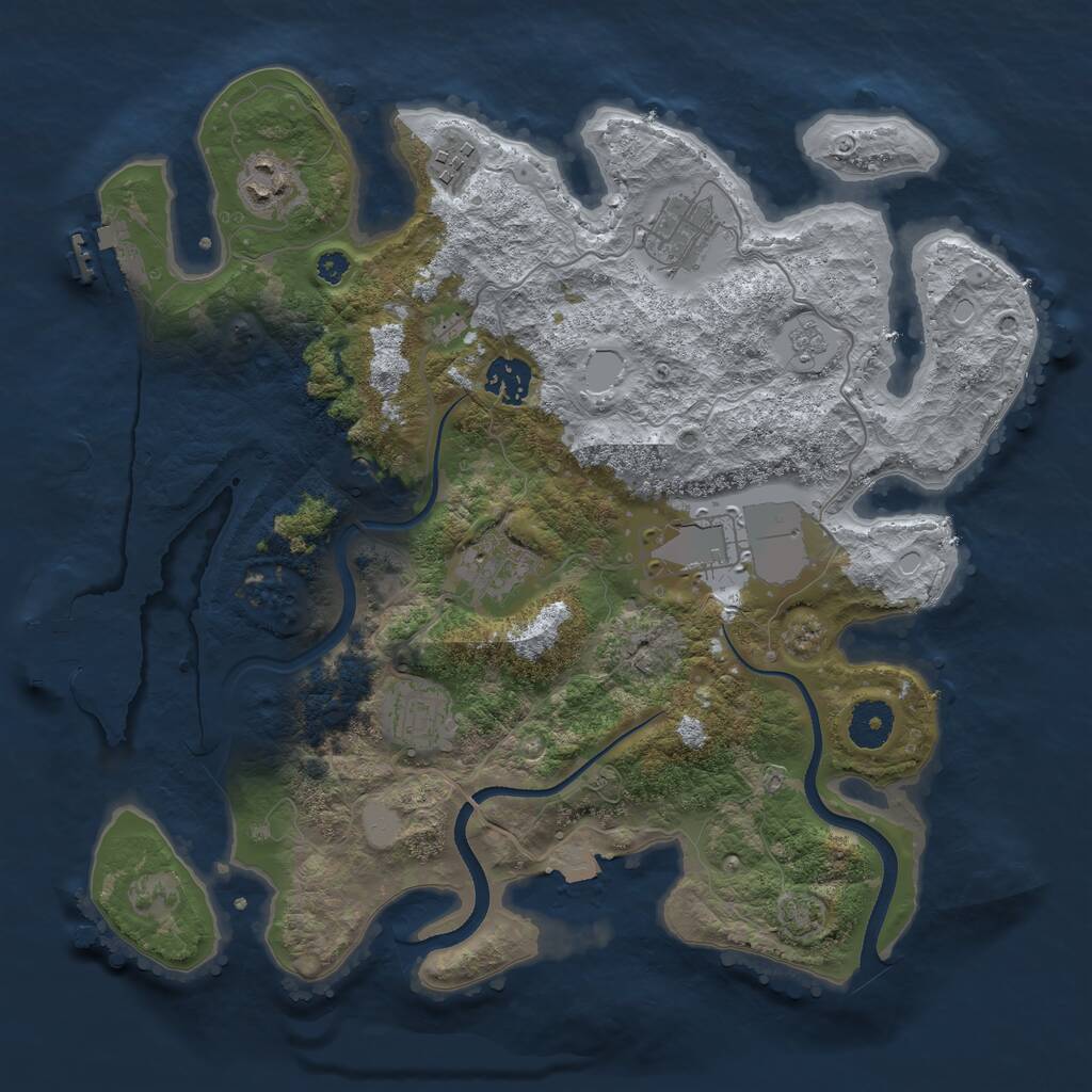 Rust Map: Procedural Map, Size: 3500, Seed: 3535668, 13 Monuments