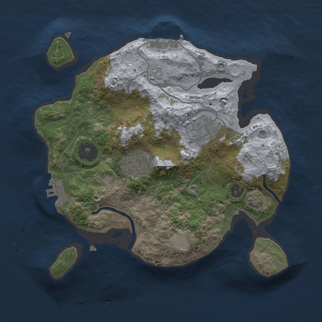 Rust Map: Procedural Map, Size: 2500, Seed: 1134620421, 9 Monuments