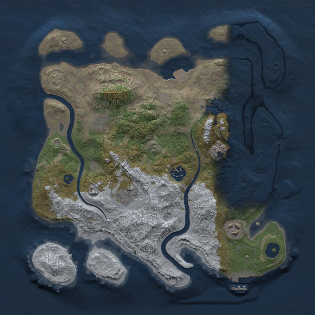Rust Map: Procedural Map, Size: 3200, Seed: 1716821603, 9 Monuments