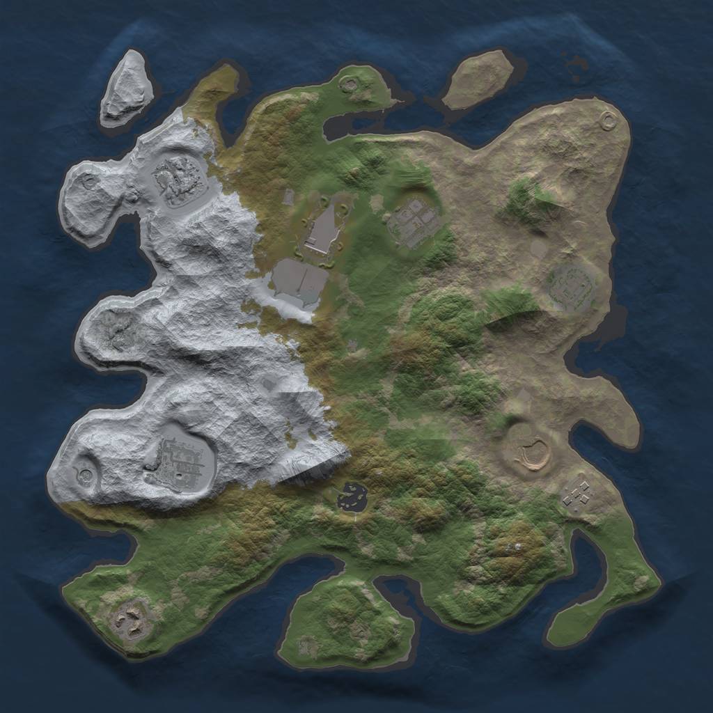 Rust Map: Barren, Size: 3500, Seed: 652407132, 12 Monuments