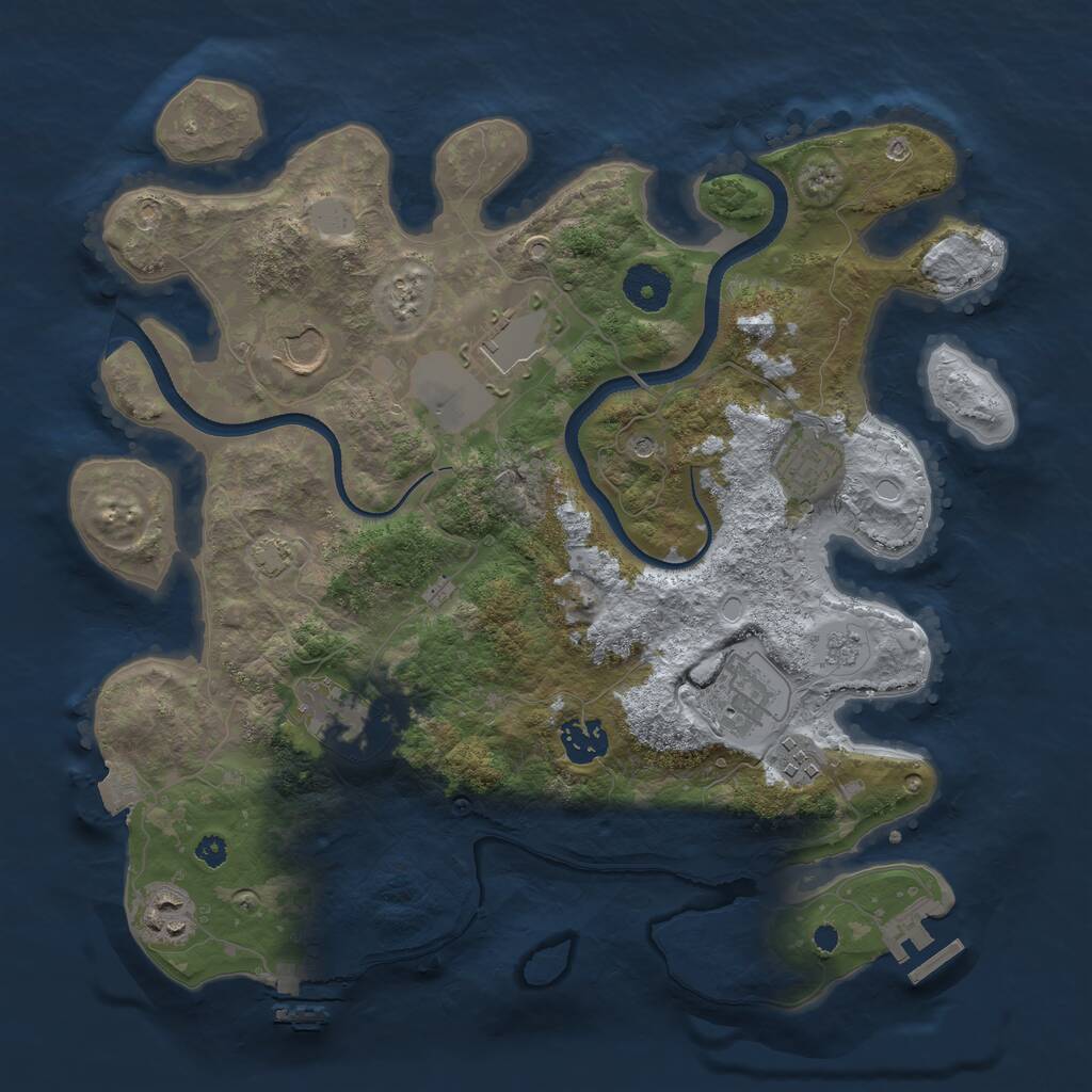 Rust Map: Procedural Map, Size: 3500, Seed: 18686675, 14 Monuments