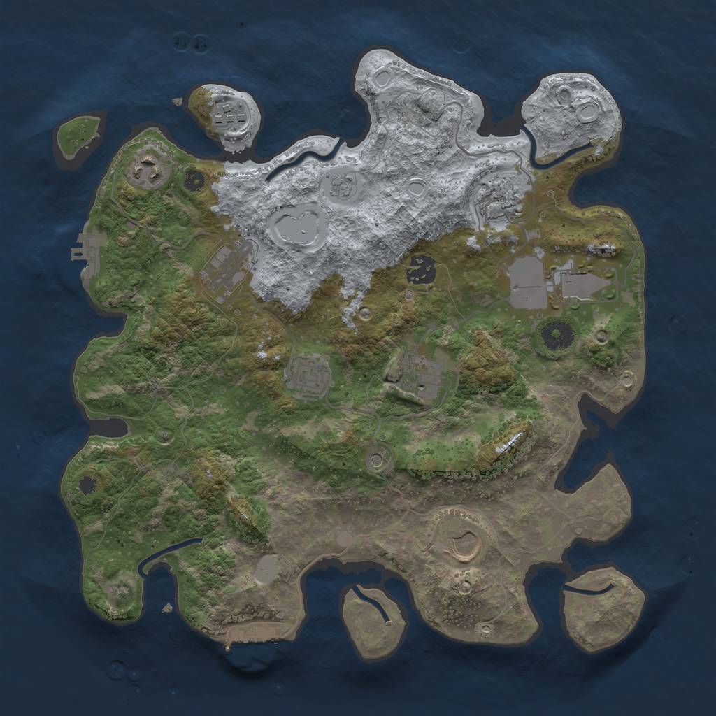 Rust Map: Procedural Map, Size: 3500, Seed: 595821606, 16 Monuments