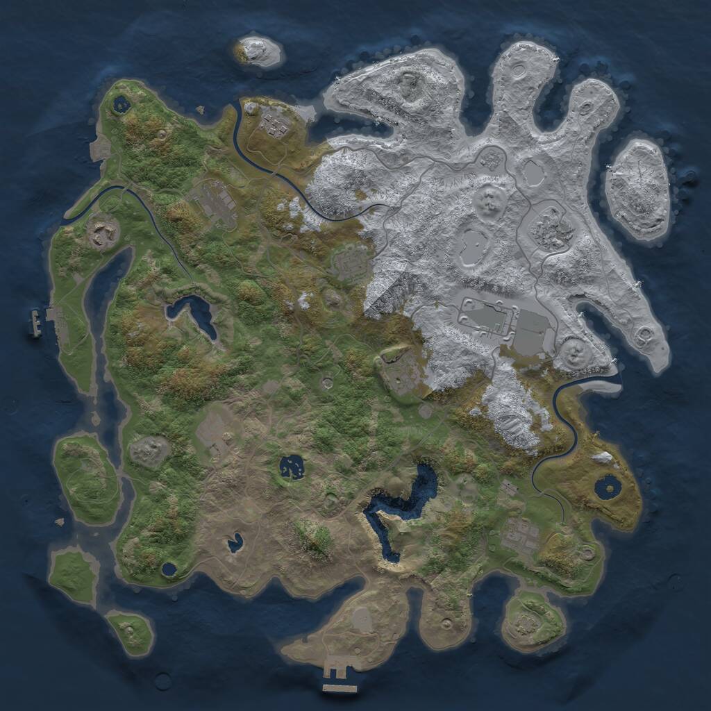 Rust Map: Procedural Map, Size: 4200, Seed: 684343, 16 Monuments
